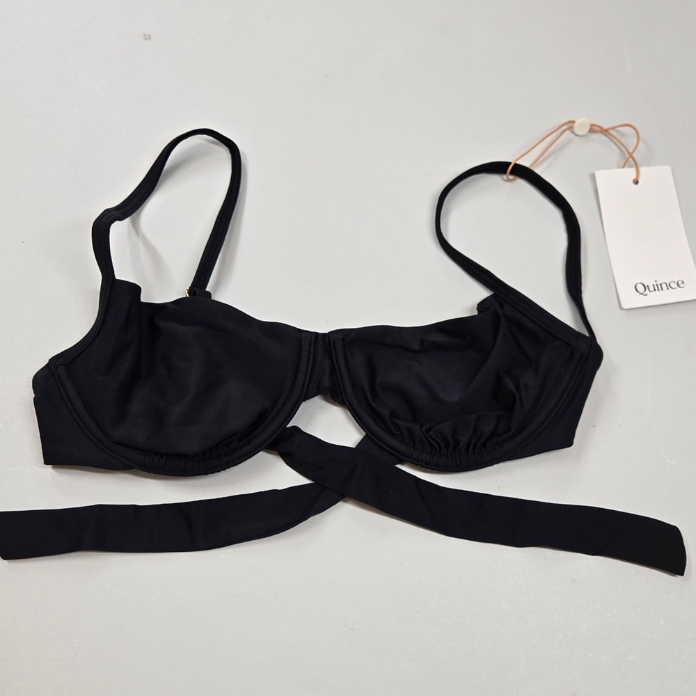 NWT QUINCE Italian Demi Bikini Top Black - Picture 4 of 8